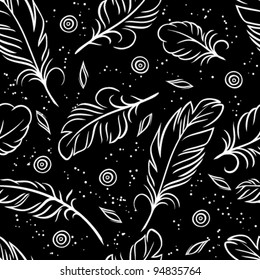 Vector illustration. Seamless pattern of feathers.