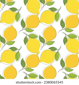 ilustración vectorial que presenta una colección de limones amarillos brillantes, cada uno con una cáscara texturada y un tallo verde, para tarjetas de felicitación, fondos de sitios web o textiles