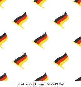 Vector illustration. Seamless pattern with flags of Germany on flagstaff on white background