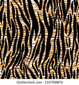Vector illustration seamless pattern floral animal fur print background. Hand drawn style, texture wallpaper, fashion fabric, textile. Abstract skin pelage. Brush painting.