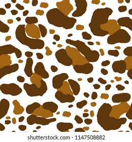 Vector illustration seamless pattern floral animal fur print background. Hand drawn style, texture wallpaper, fashion fabric, textile. Abstract skin pelage. Brush painting.