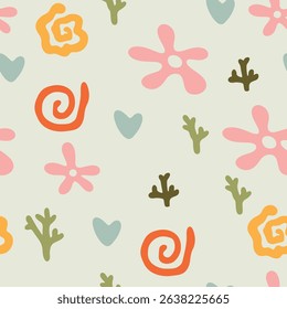 Vector illustration. Seamless pattern. Floral plot.