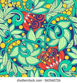 Vector illustration of seamless pattern with floral pattern.