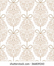 Vector illustration of seamless pattern with floral Easter eggs