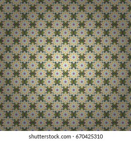 Vector illustration. Seamless pattern with floral ornament. Flowers on colorful background.