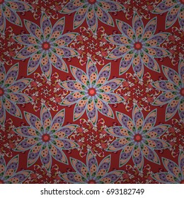 Vector illustration. Seamless pattern with floral ornament. Flowers on colorful background.