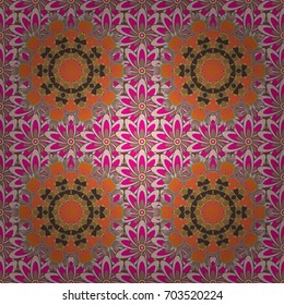 Vector illustration. Seamless pattern with floral ornament. Flowers on colorful background.