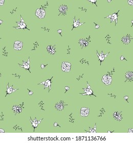 Vector illustration of seamless pattern with flowers.