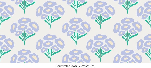 Vector illustration. Seamless pattern of flowers on a light background. Spring concept. Perfect for your design, gift wrap or home wallpaper.