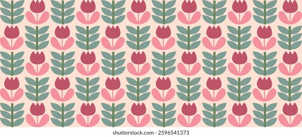 Vector illustration. Seamless pattern of flowers on a light background. Spring concept. Perfect for your design, gift wrap or home wallpaper.