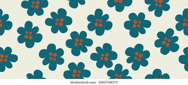 Vector illustration. Seamless pattern of flowers on a light background. Spring concept. Perfect for your design, gift wrap or home wallpaper.