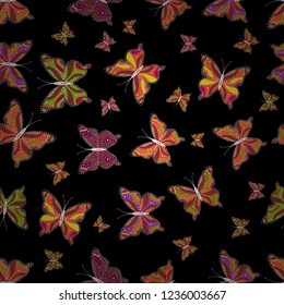 Vector illustration. Seamless pattern with Flying Butterflies in Watercolor Style. Background for Fabric, Textile, Print and Invitation. Beauty in Nature.