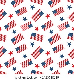 Vector Illustration Seamless Pattern Fourth Of July. Independence Day. Vector Sign. USA.