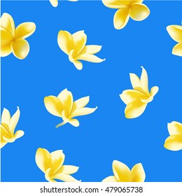 Vector illustration of seamless pattern with frangipani