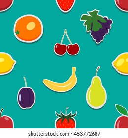 Vector illustration of a seamless pattern of fruit in flat style. For graphic and web design.