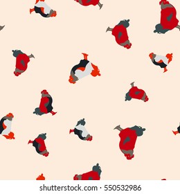 Vector illustration of a seamless pattern with full-color images of rooster, flat style