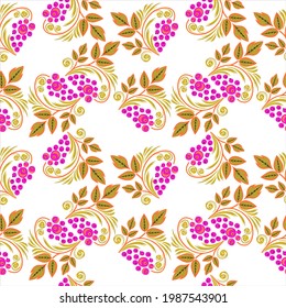 Vector illustration seamless pattern - garden flowers and plant leaves on white isolated background