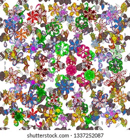 Vector illustration. Seamless pattern Gentle, spring on black, white and red colors. Watercolor painting.