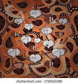 Vector illustration. Seamless pattern Gentle, spring on black, beige and orange colors. Watercolor painting.