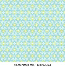 Vector illustration of seamless pattern. Geometric ornament in light spring colors, modern stylish texture, can be used in fashion industry for textile print or decor background