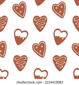 Vector illustration seamless pattern of gingerbread cookies with icing