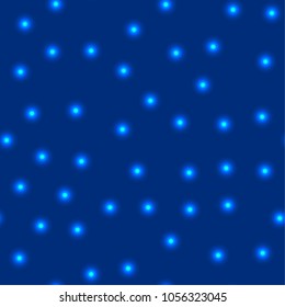 Vector illustration. Seamless pattern. Glowing circles on a blue background.