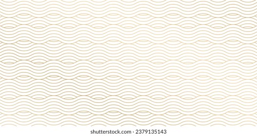 Vector illustration Seamless pattern with golden wavy lines on white backgrounds for Fashionable textile, book cover, Digital interfaces, prints design templates materials, wedding invitation, banners