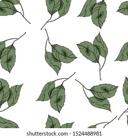 vector illustration ,seamless pattern of green spring tree leaves