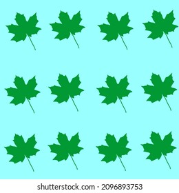 Vector illustration. Seamless pattern. Green maple leaves