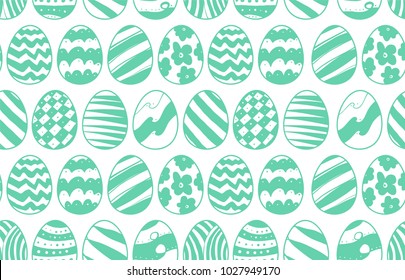 Vector illustration: Seamless pattern of Hand drawn Easter eggs. Sketch doodle design