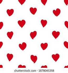 Vector illustration of seamless pattern with hand drawing hearts.