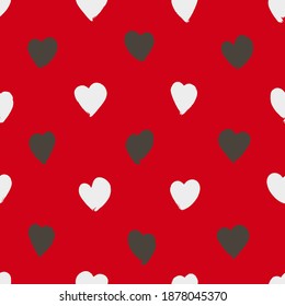 Vector illustration of seamless pattern with hand drawing hearts.