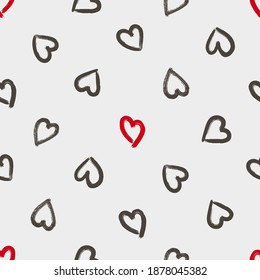 Vector illustration of seamless pattern with hand drawing hearts.
