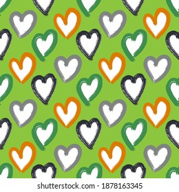 Vector illustration of seamless pattern with hand drawing hearts.