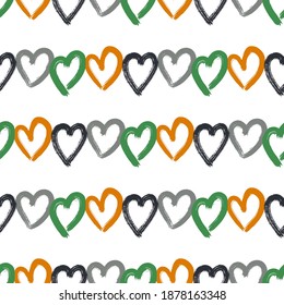 Vector illustration of seamless pattern with hand drawing hearts.