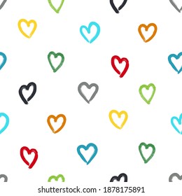 Vector illustration of seamless pattern with hand drawing hearts.