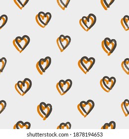 Vector illustration of seamless pattern with hand drawing hearts.