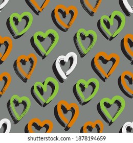 Vector illustration of seamless pattern with hand drawing hearts.