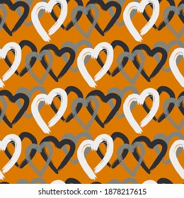 Vector illustration of seamless pattern with hand drawing hearts.