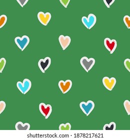 Vector illustration of seamless pattern with hand drawing hearts.