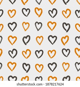 Vector illustration of seamless pattern with hand drawing hearts.