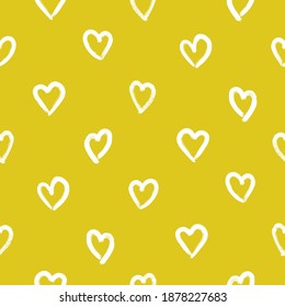 Vector illustration of seamless pattern with hand drawing hearts.