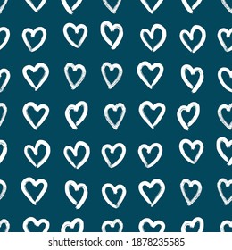 Vector illustration of seamless pattern with hand drawing hearts.