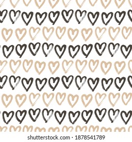 Vector illustration of seamless pattern with hand drawing hearts.