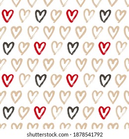 Vector illustration of seamless pattern with hand drawing hearts.