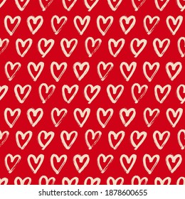 Vector illustration of seamless pattern with hand drawing hearts.