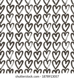 Vector illustration of seamless pattern with hand drawing hearts.