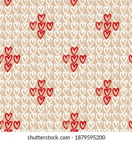 Vector illustration of seamless pattern with hand drawing hearts.