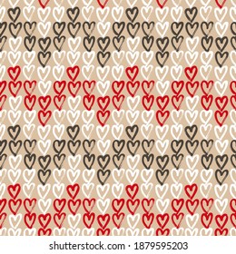 Vector illustration of seamless pattern with hand drawing hearts.