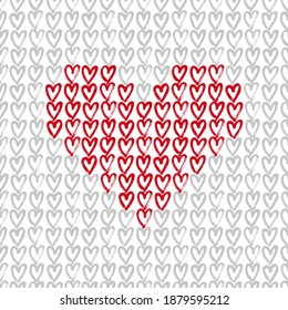 Vector illustration of seamless pattern with hand drawing hearts.